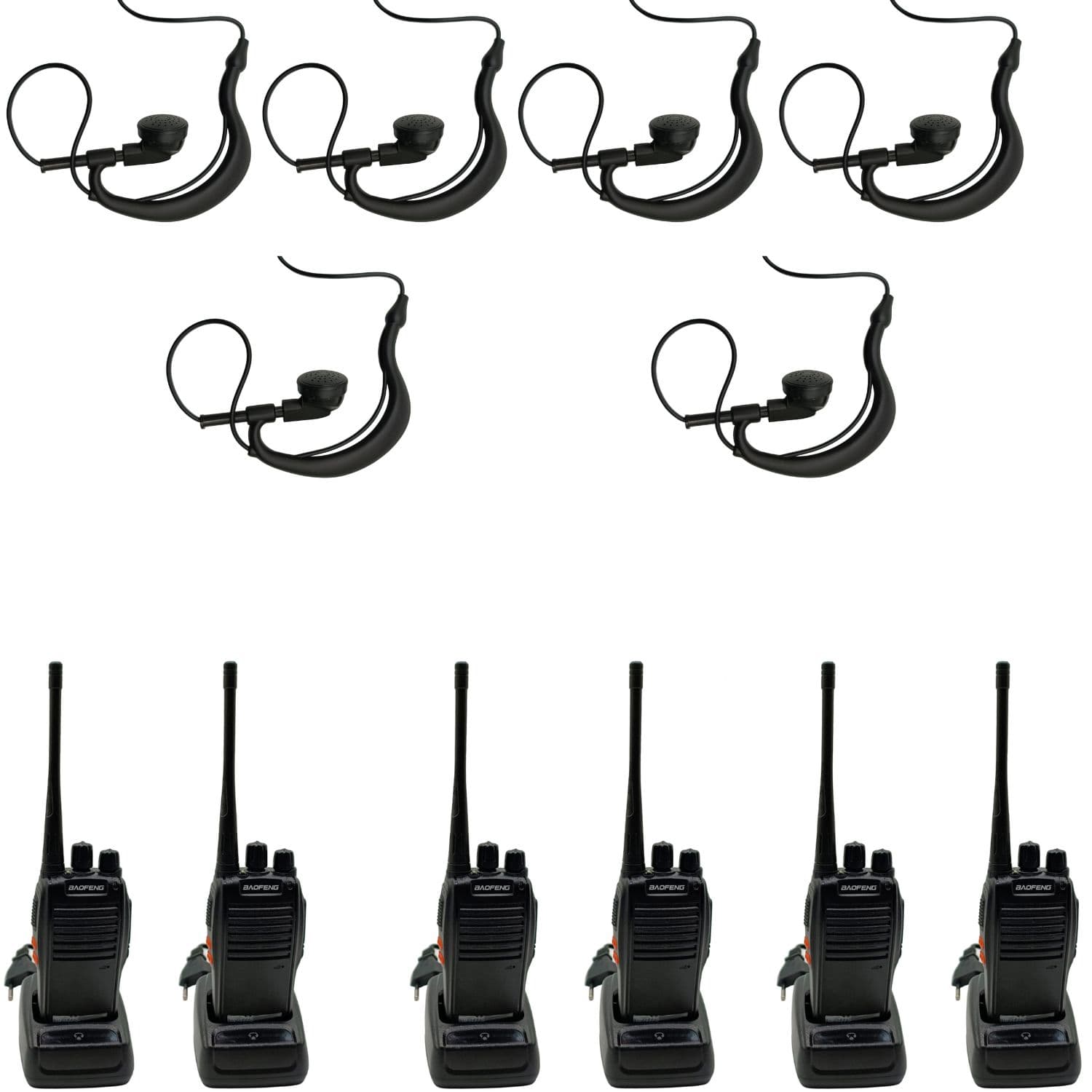 Kit 6 Rádios Comunicadores + 6 Fones de Ouvido BF-777S Baofeng, imagem 1
