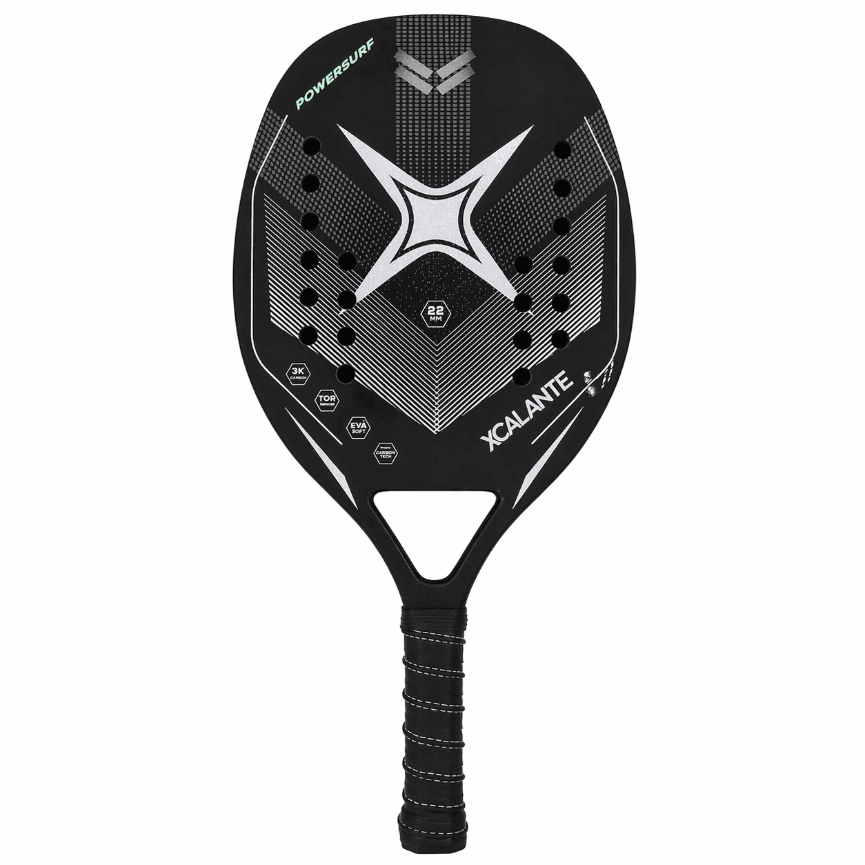 Raquete de Beach Tennis Powersurf Preta Com Munhequeira e OverGrip Xcalante - X3201