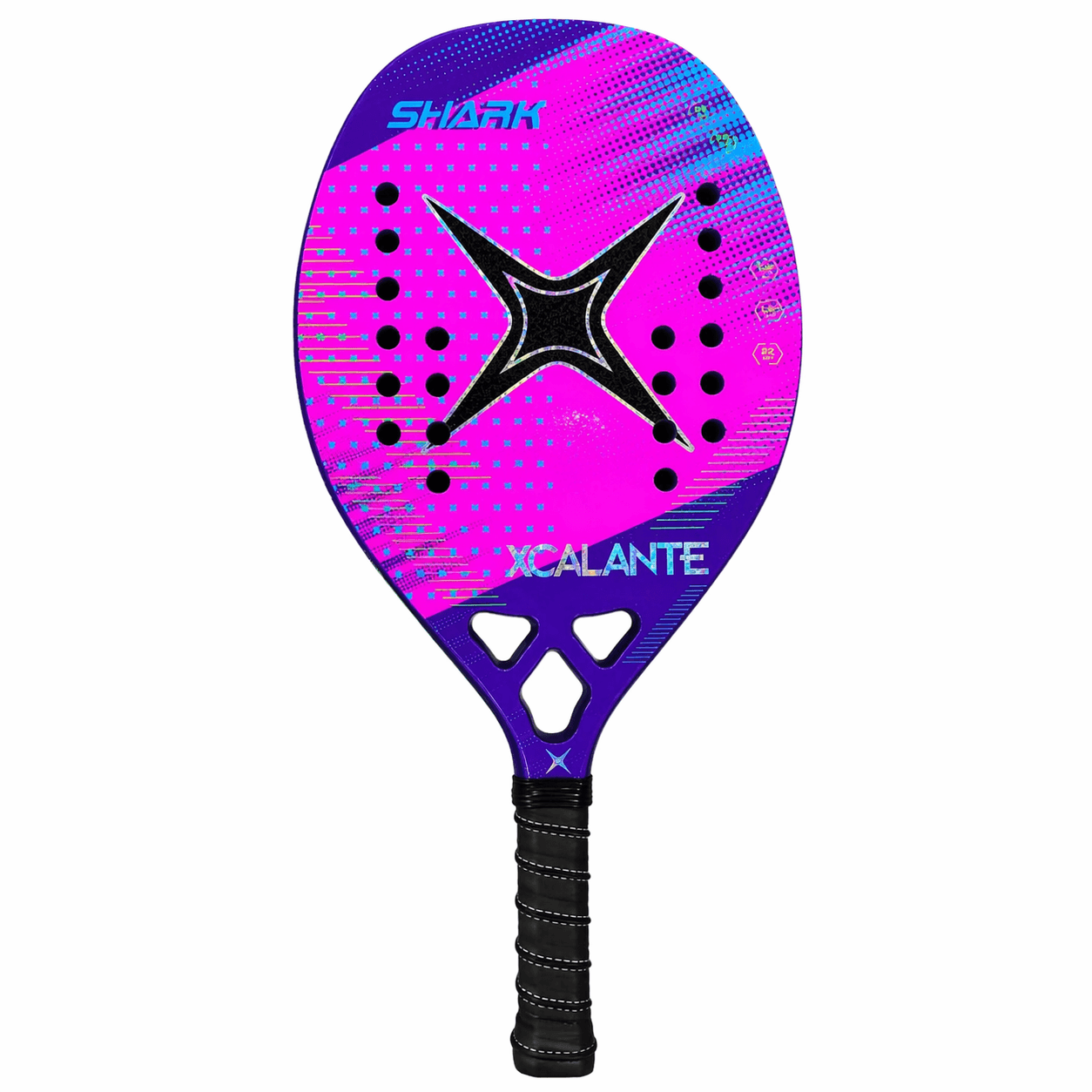 Raquete de Beach Tennis Shark Rosa e Roxo Com Munhequeira e OverGrip Xcalante - X3205RS, imagem 1