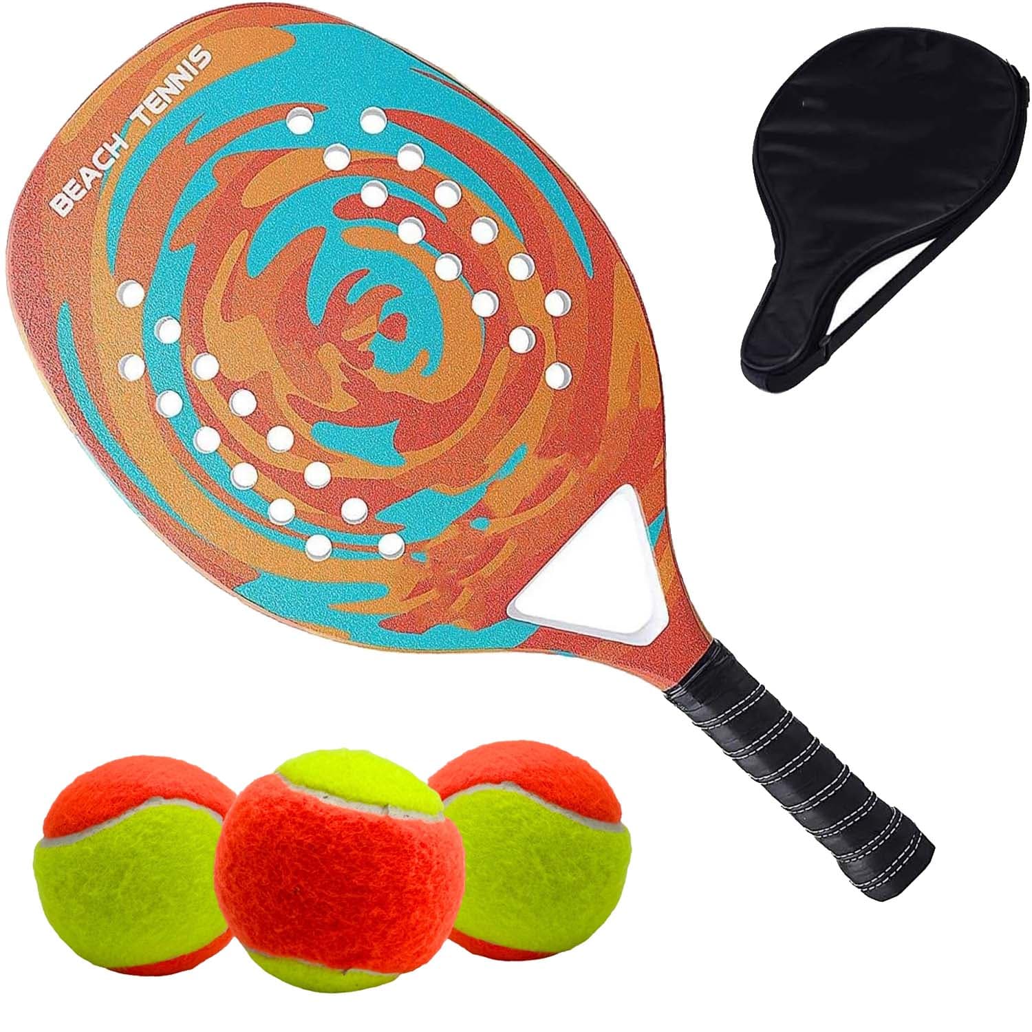 Raquete Beach Tenis Laranja + 3 bolas de beach tennis
