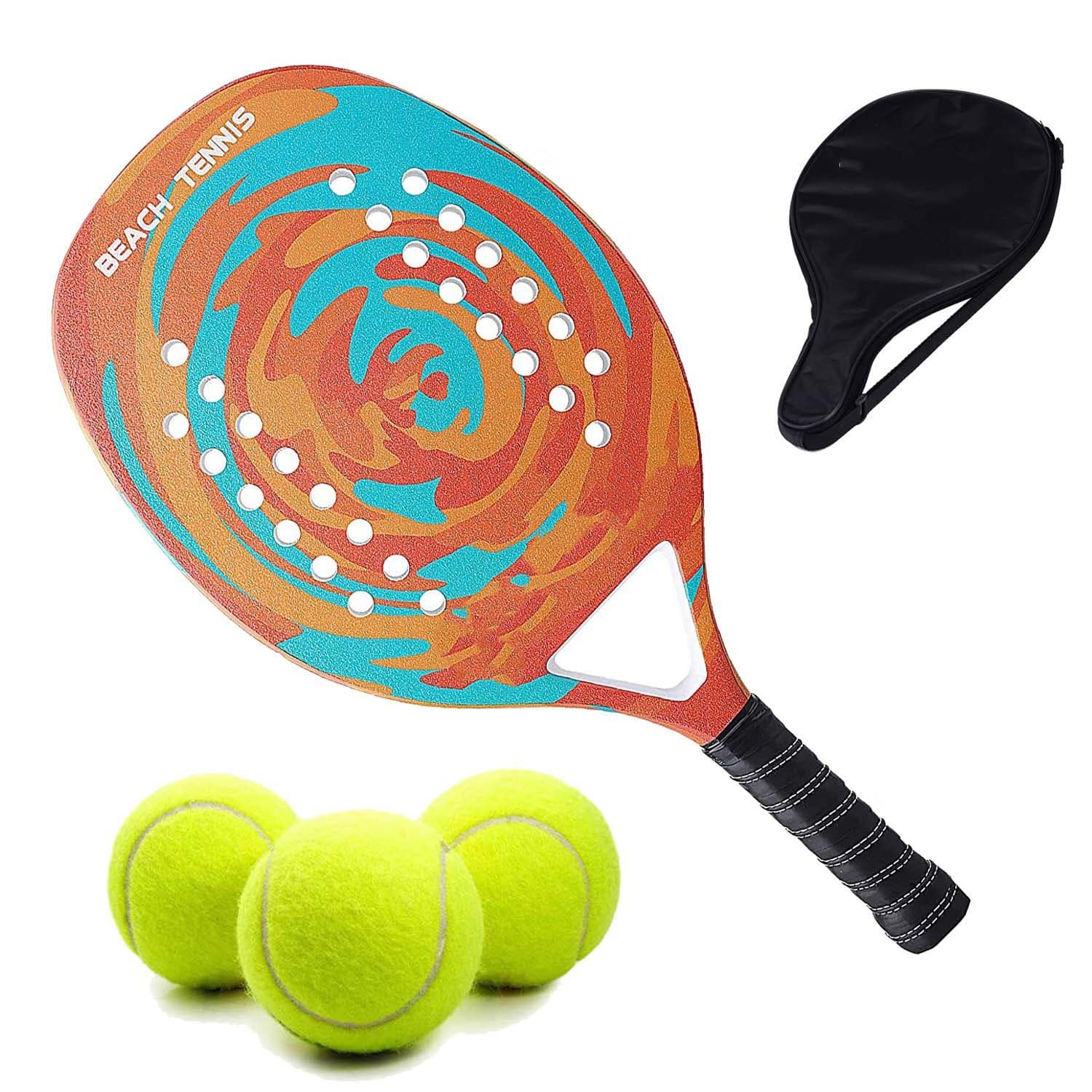 Kit 2 Raquete Beach Tenis Laranja + 3 bolas de tenis verde, imagem 1