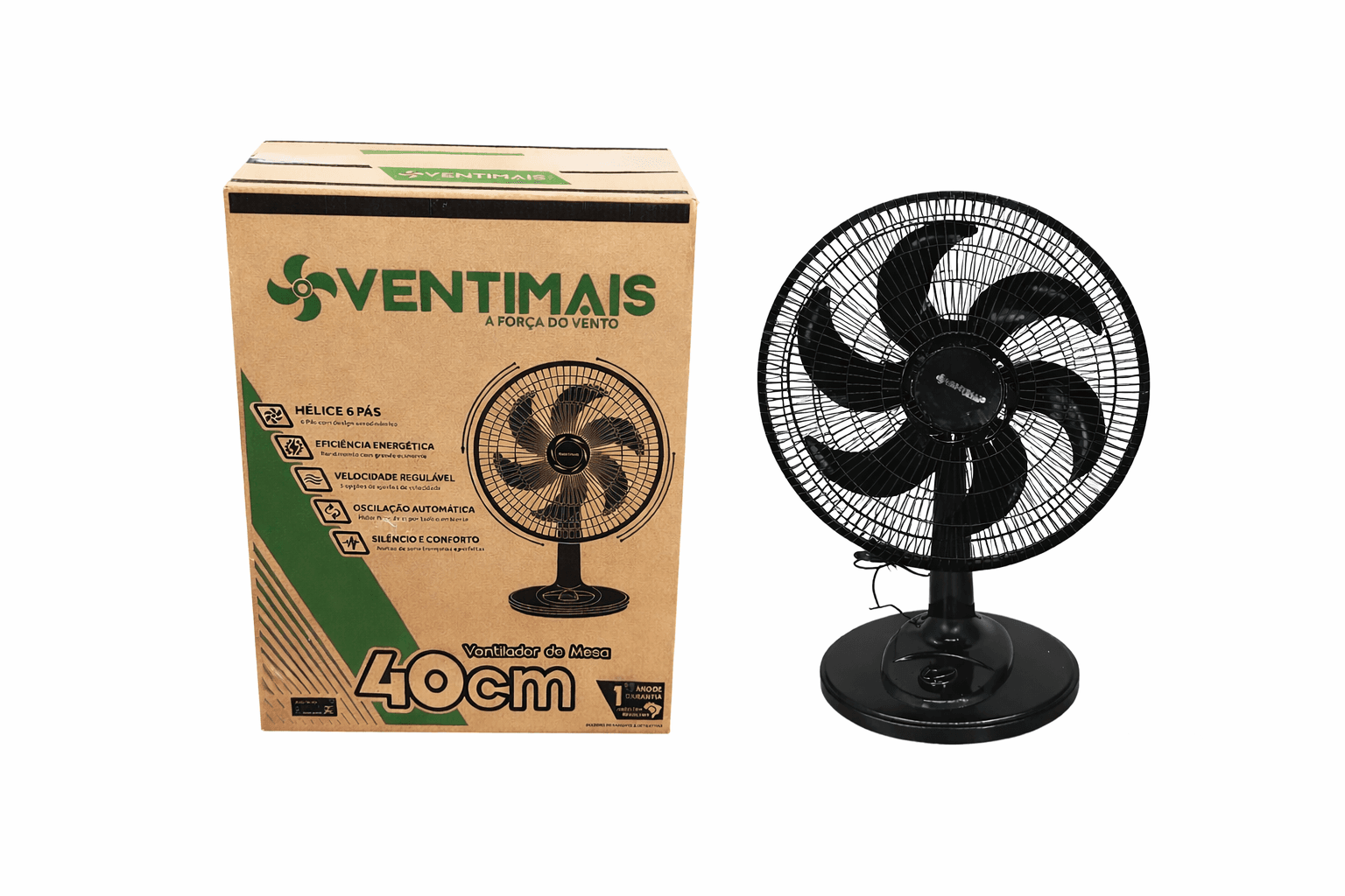 Ventilador de Mesa 40cm126W Turbo Ventimais Preto 127V