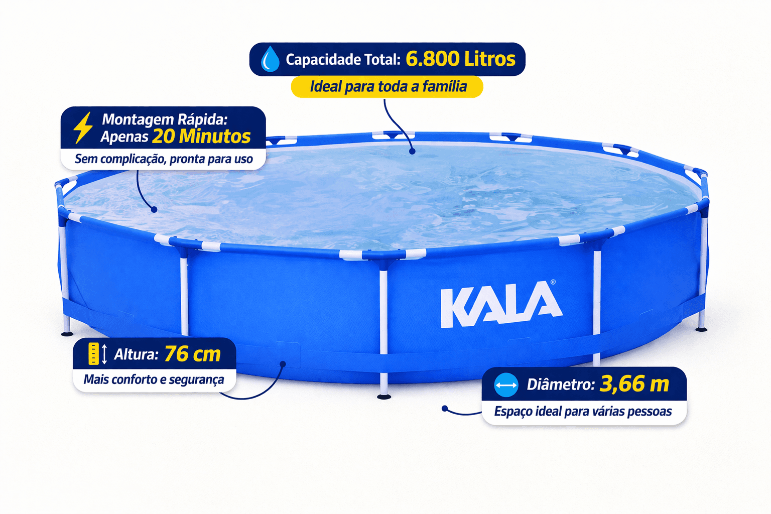 Piscina Estruturada Kala 6.800 Litros 366cm x 76cm, imagem 1