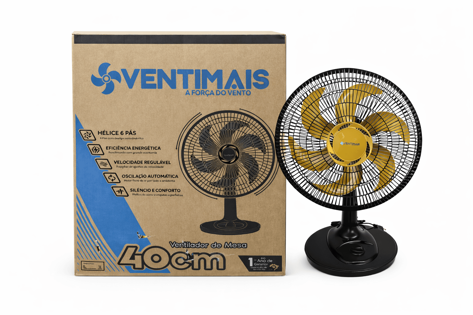 Ventilador de Mesa 40cm Turbo Ventimais Preto e Bronze 127V, imagem 1