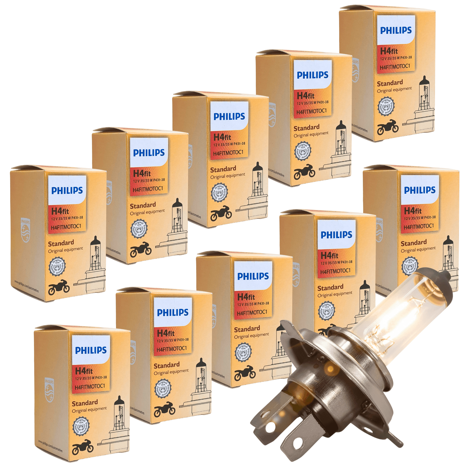 kit com 10 Lampada Para Moto Standart H4FIT 12V 35W  Philips - 37791060