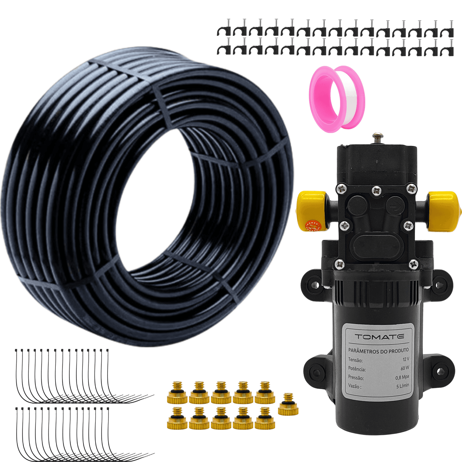Kit Sistema de Irrigação Profissional 9m Preto Tomate - MDC-036, imagem 1