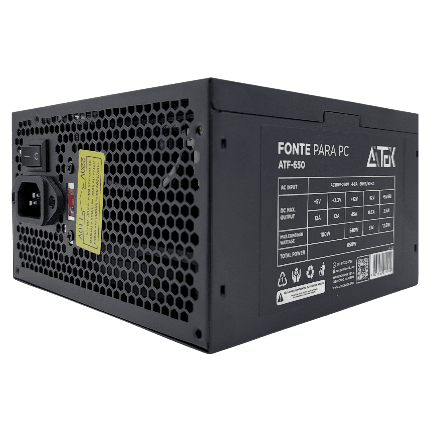Fonte Para PC 650w Aitek - ATF-650