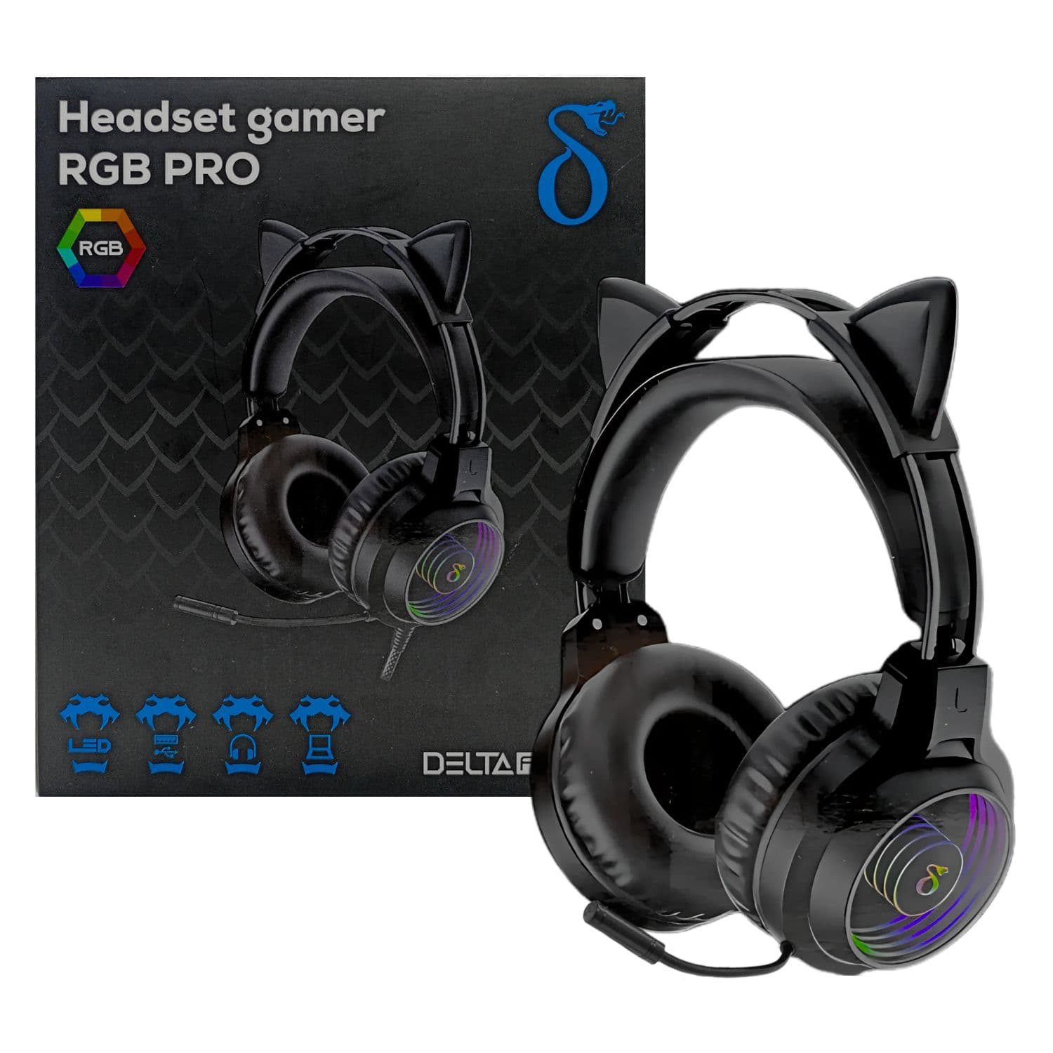 Headset Gamer RGB PRO Preto Aitek - DELTA-F4032P