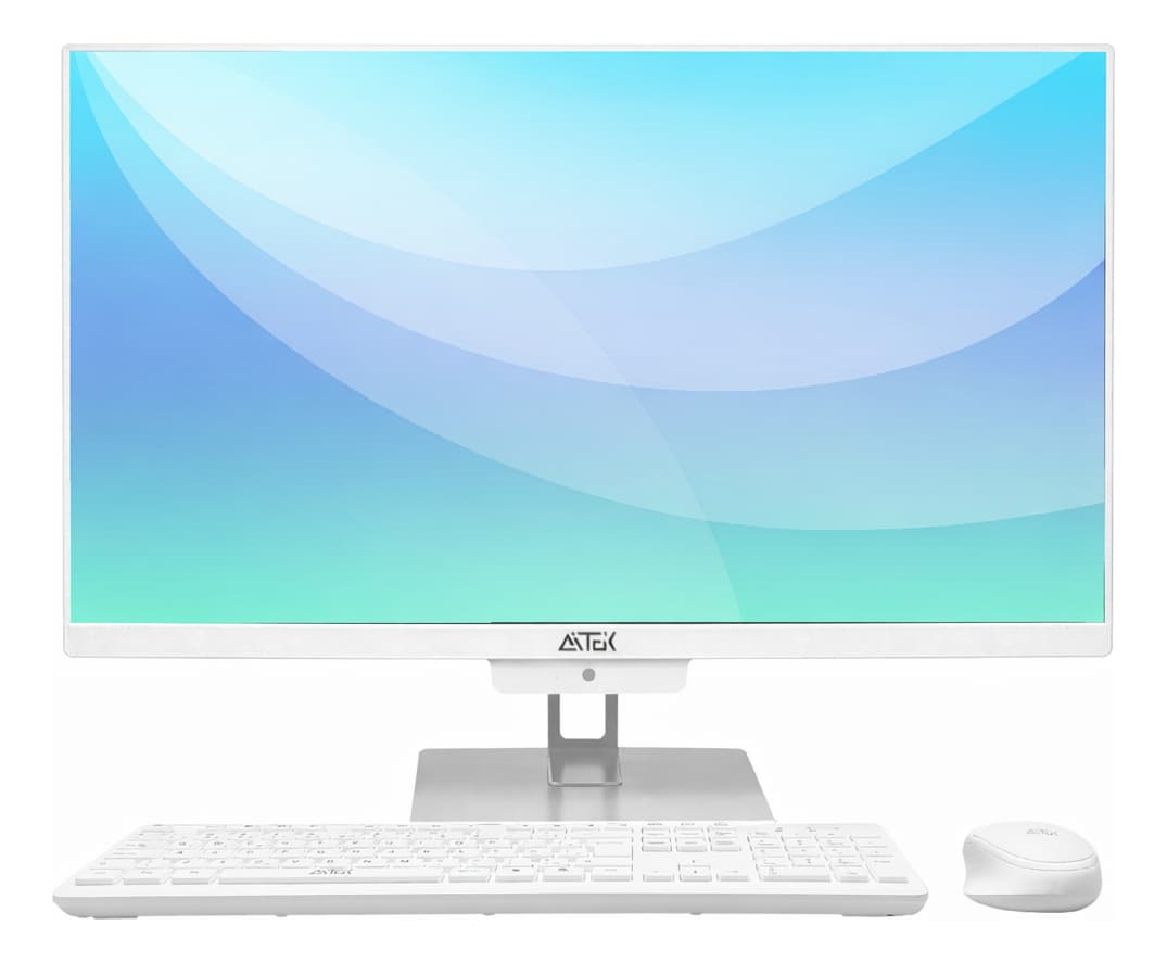Computador 23.8" All-In-One Branco Aitek - AIO-24077W + Kit Teclado e Mouse Sem Fio Branco Aitek - AKT-W111