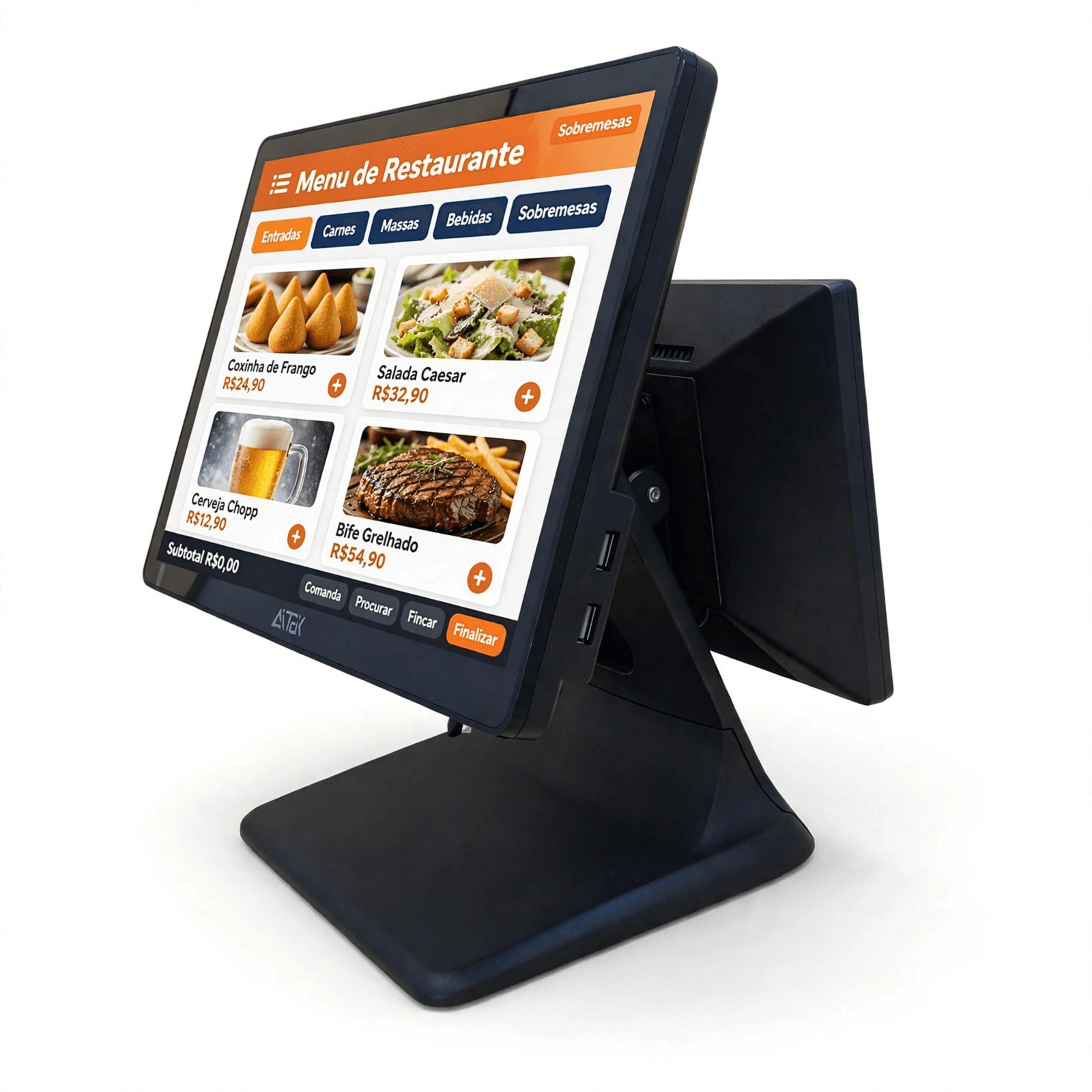 Monitor Duplo Led 15.6" + 11,6"Touchscreen Ponto de Venda Aitek -  AIO-P1582