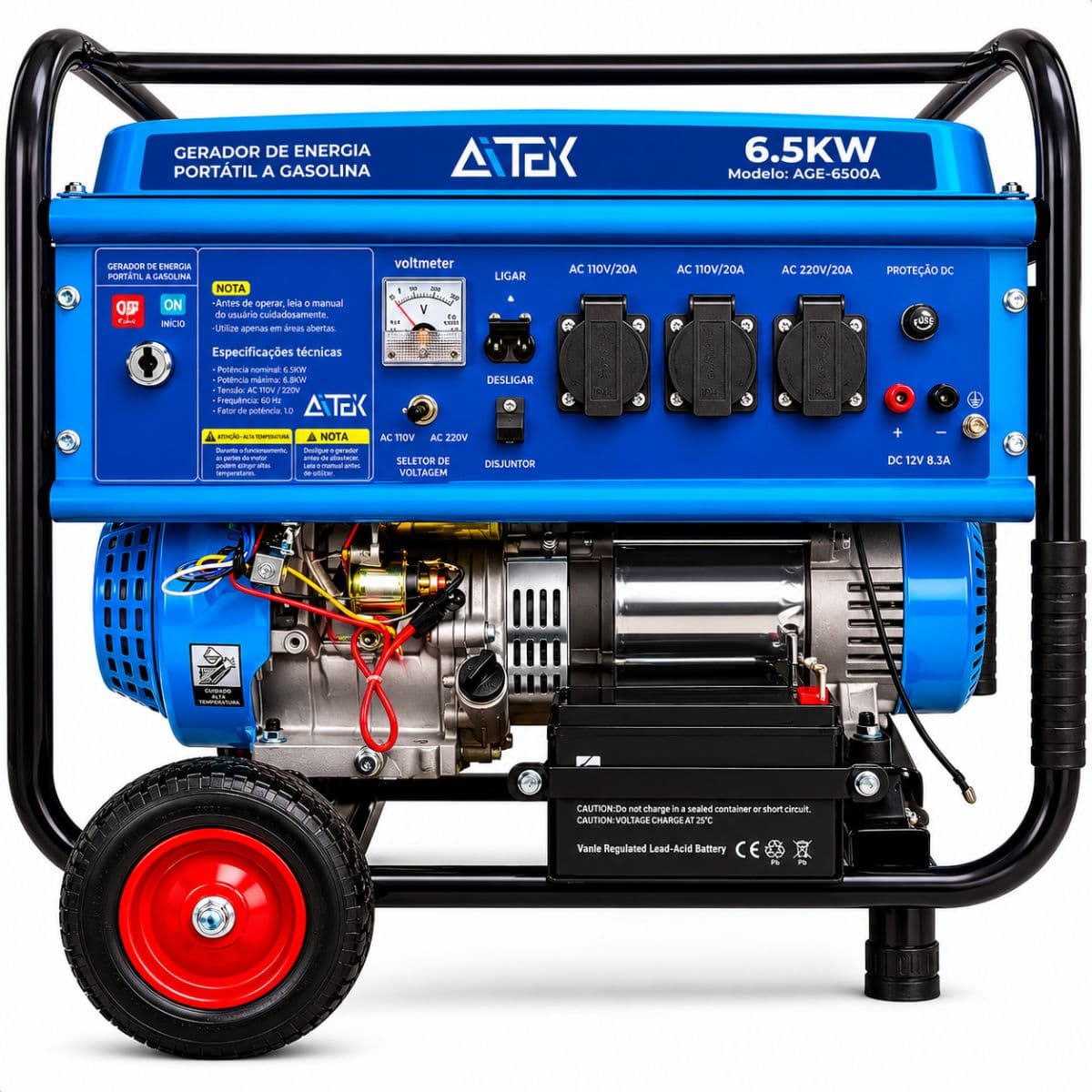 Gerador de Energia Portátil a Gasolina 6,5Kw  Partida Elétrica  Aitek - AGE-6500A