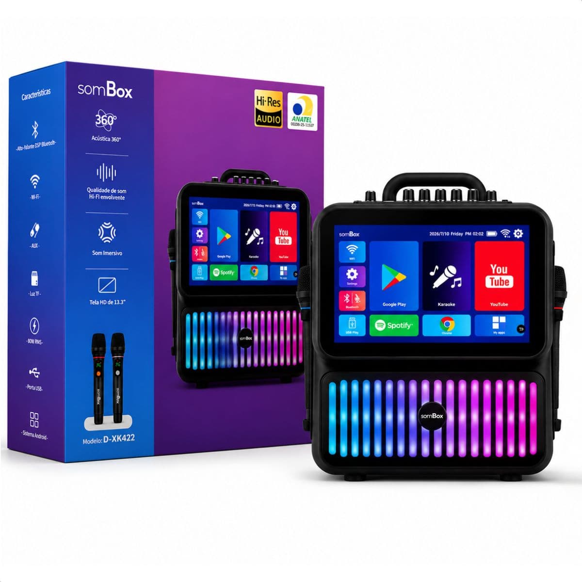 Caixa de Som Karaoke 80w SomBox - D-XK422