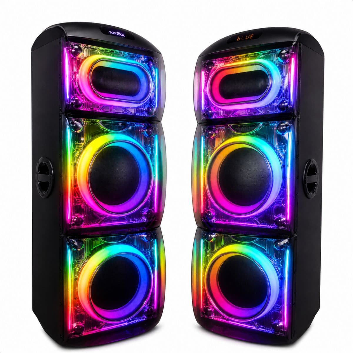 Par de Caixas de Som Bluetooh Rgb 500w RMS SomBox - D-XK1222