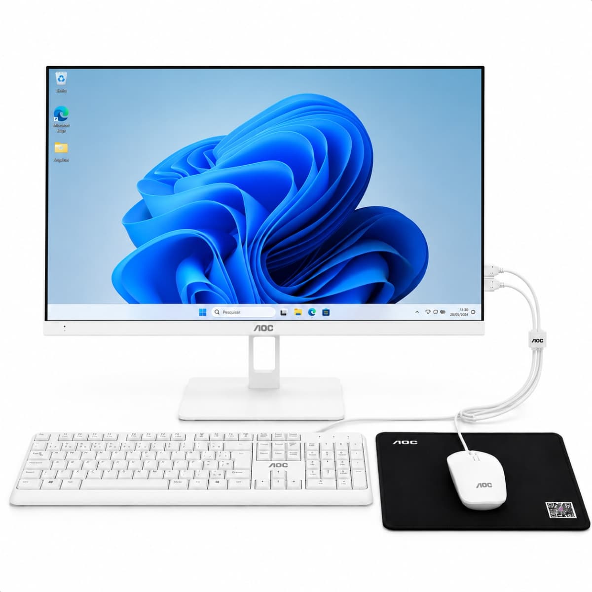 Computador All-In-One Pc 27" 128Gb SSD + 500Gb HDD Branco AOC - D-A271512