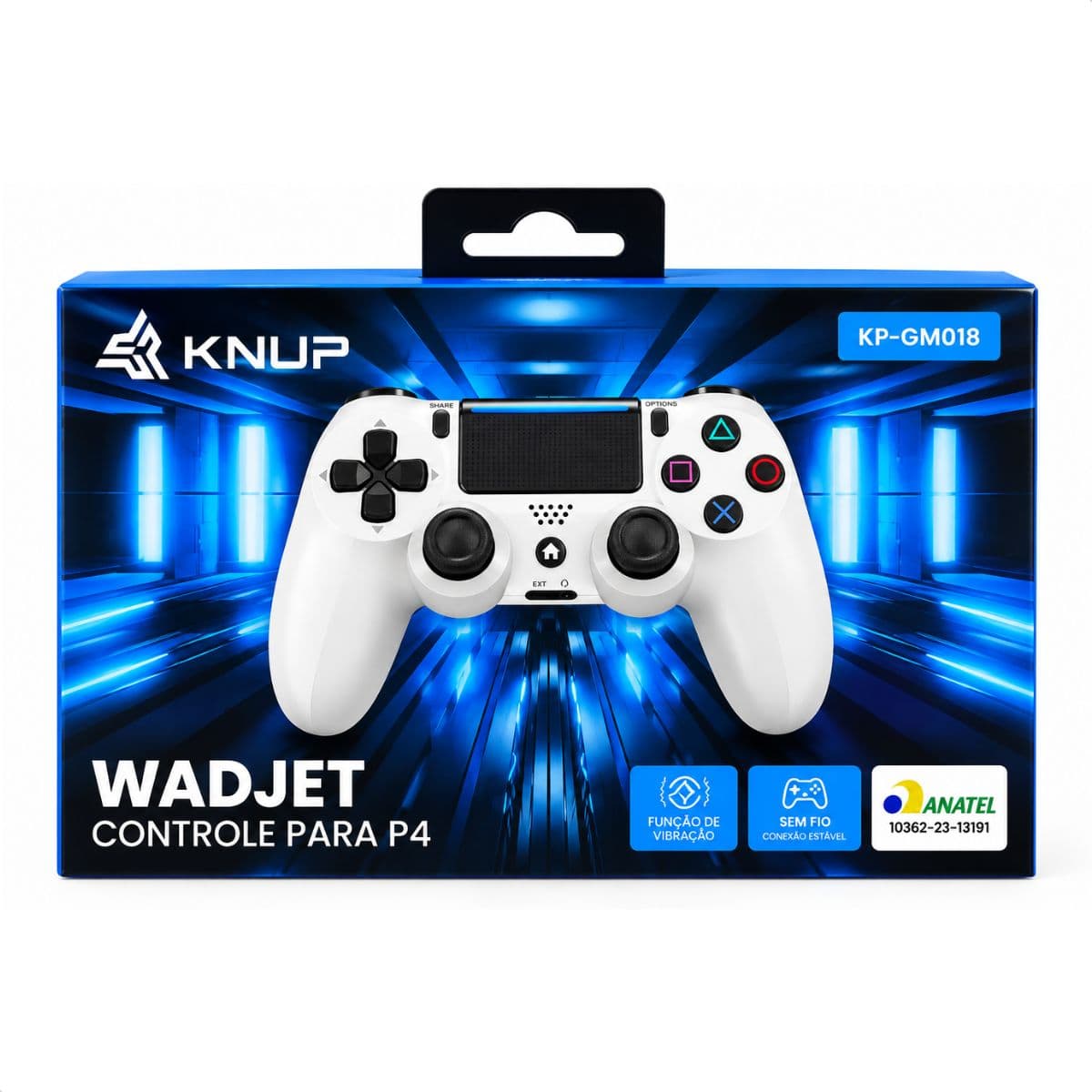 KIT Volante Gamer 7 em 1 Knup Wadjet - KP-5816 - Knup + Controle Para PS4 e Pc Duploshock 4 Branco Knup - KP-GM018