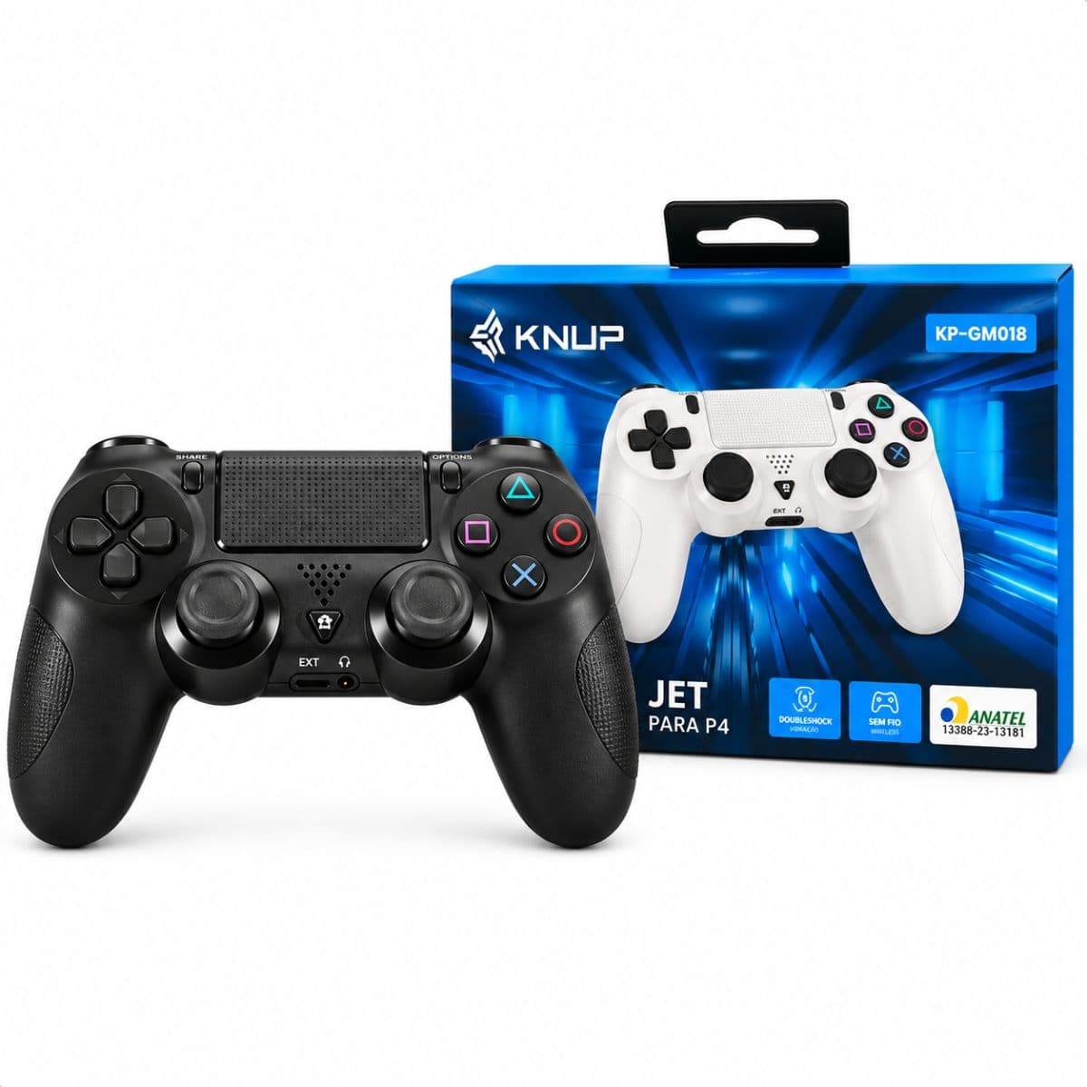 KIT 2 UND Controle Para PS4 e Pc Duploshock 4 Preto Knup - KP-GM018