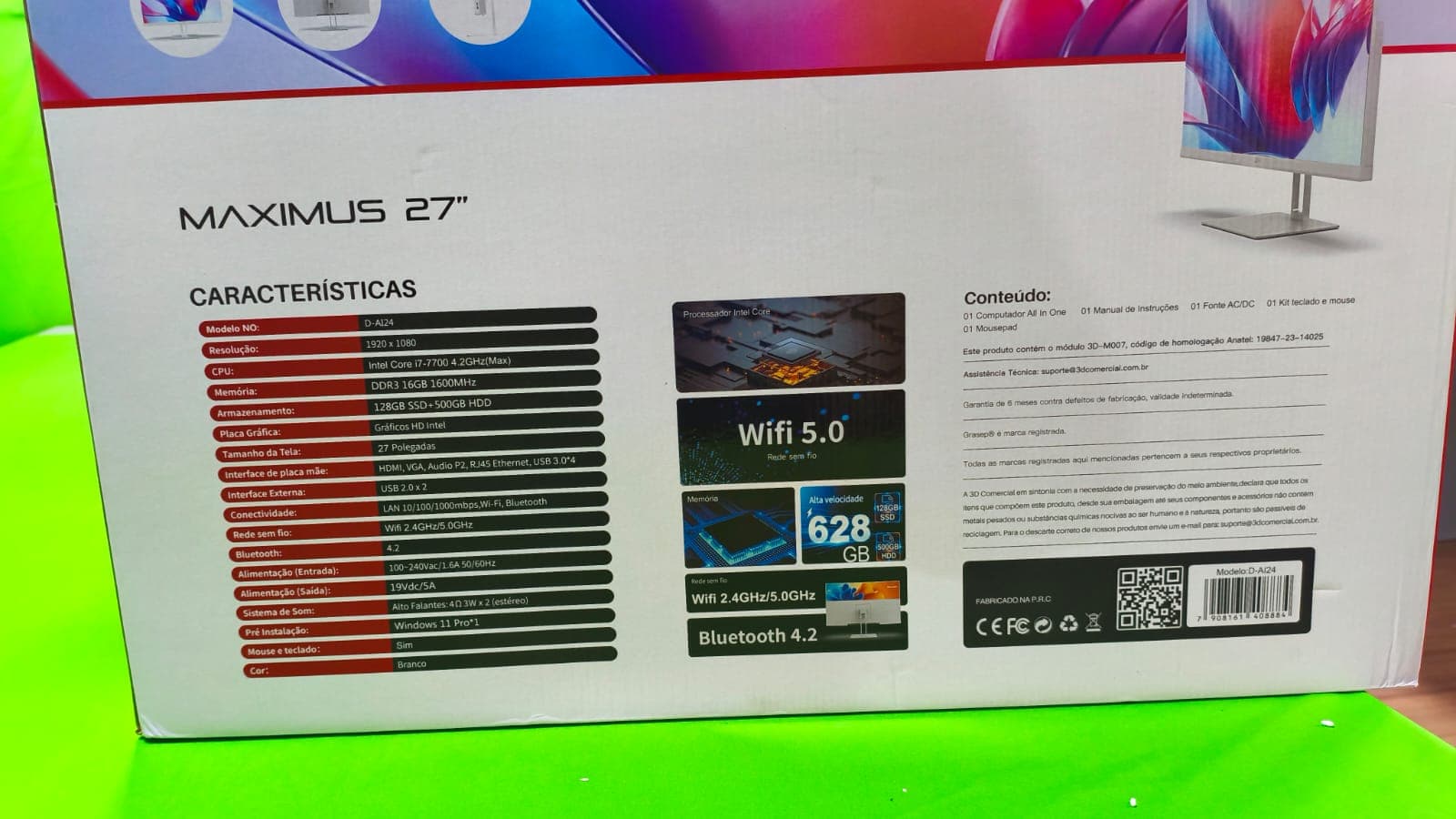 Computador All-In-One Maximus 27" 128Gb + 500Gb Hdd Branco Grasep - D-AI24