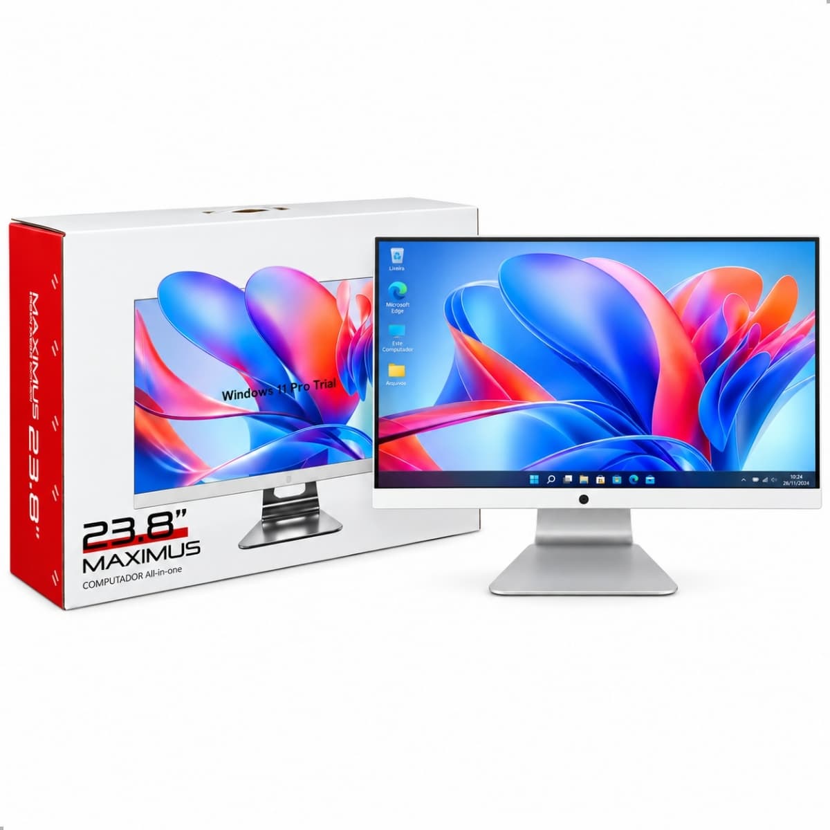 Computador All-In-One Maximus 23.8" 128Gb + 500Gb Hdd Branco Grasep - D-AI21