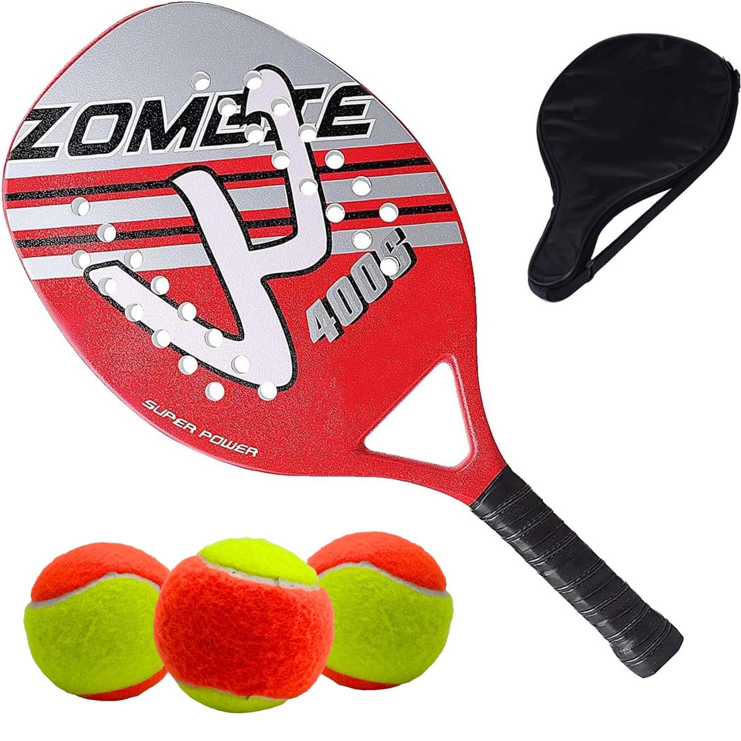 Raquete Beach Tenis Vermelha + 3 bolas de beach tennis, imagem 1