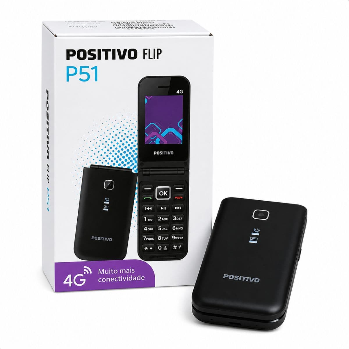 Celular Positivo P51 4G Flip Dual Chip Bluetooth Rádio FM Câmera