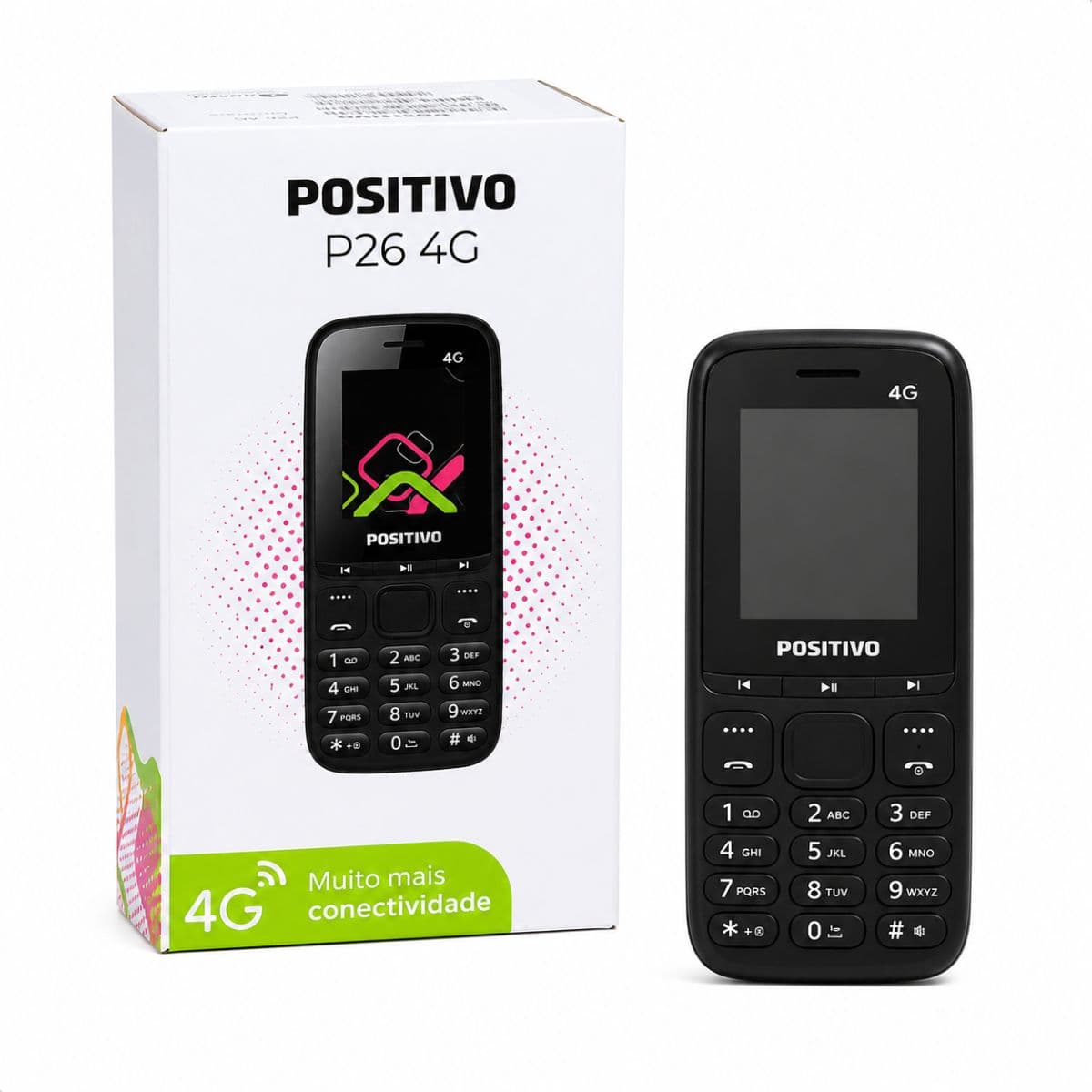 KIT 02 UND Celular Positivo P26 4g Dual Chip Tela 1.8" Bluetooth Rádio FM Lanterna