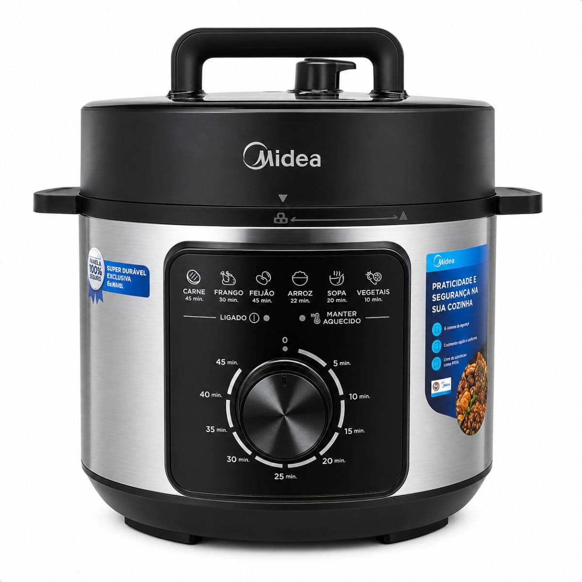 Panela de Pressão Elétrica Midea 4 Litros Mecânica 220V Preta/Inox