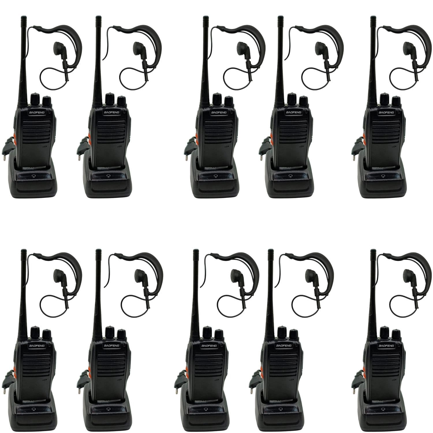 Kit 10 Rádios Comunicadores + 10 Fones de Ouvido BF-777S Baofeng, imagem 1