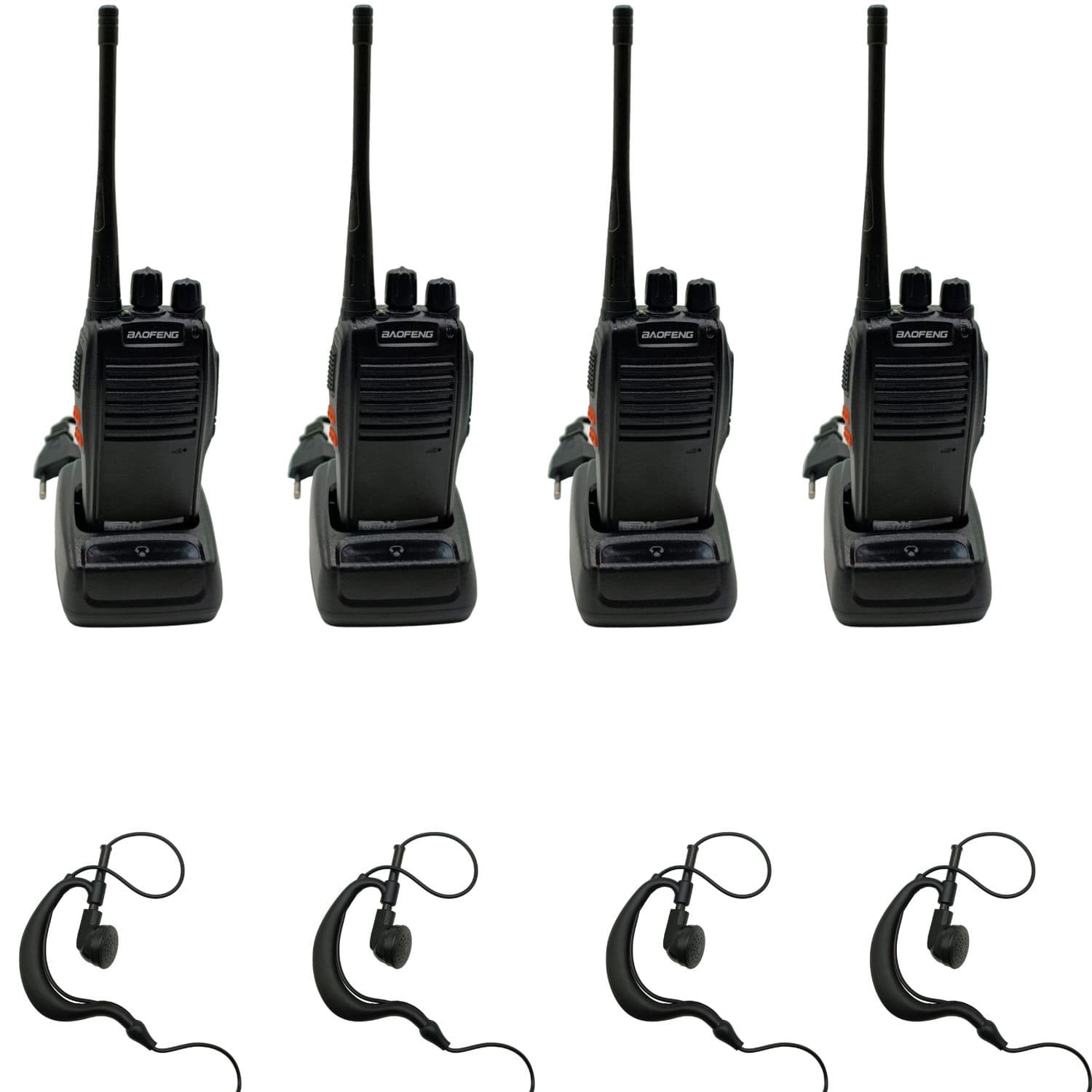 Kit 4 Rádios Comunicadores + 4 Fones de Ouvido BF-777S Baofeng, imagem 1