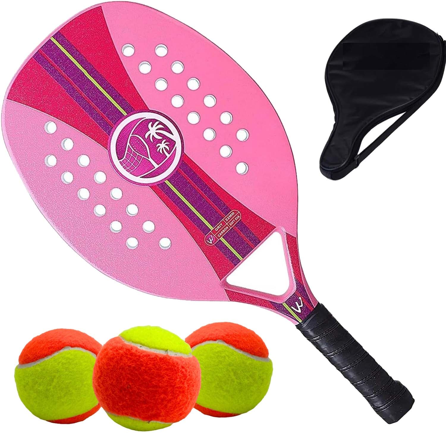 Raquete Beach Tenis Rosa + 3 bolas de beach tennis, imagem 1