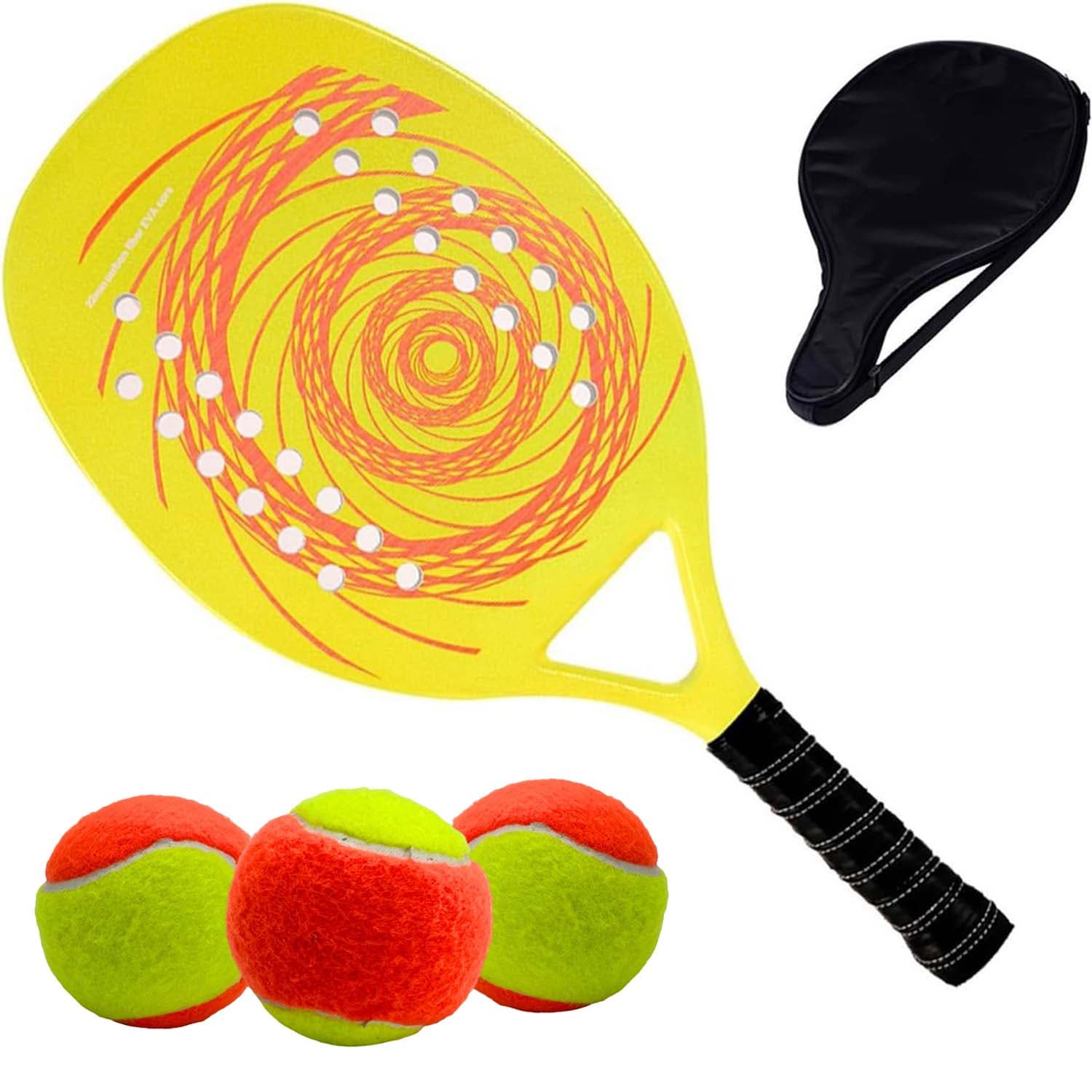 Raquete Beach Tenis Amarela + 3 bolas de beach tennis, imagem 1